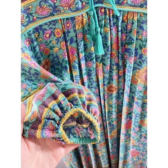 Spell & The Gypsy Collective Folk Town Boho Turquoise Floral Midi Dress - Picture 8 of 16
